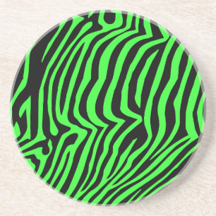 Green neon colour zebra pattern coaster