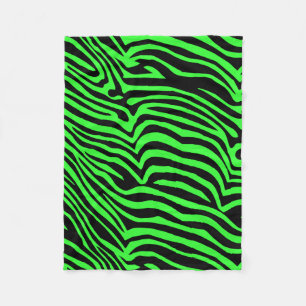 Green neon colour zebra pattern fleece blanket