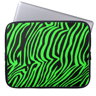 Green neon colour zebra pattern laptop sleeve