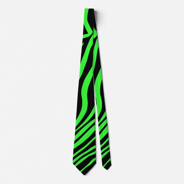Green neon colour zebra pattern tie (Front)