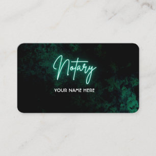 Green Neon Notary  Business Card