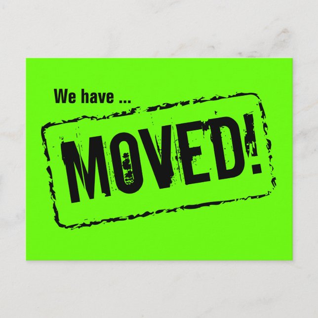 Green neon postcards for change of address (Front)