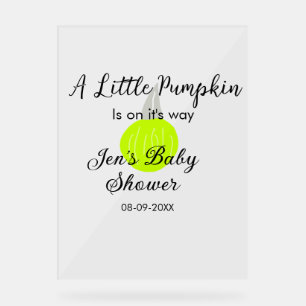 Green neon pumpkin little pumpkin is on it's way acrylic sign