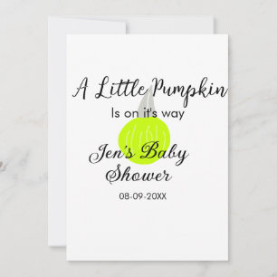 Green neon pumpkin little pumpkin is on it's way invitation
