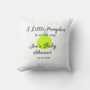 Green neon pumpkin little pumpkin is on it's way throw pillow