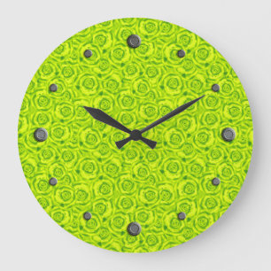 Green neon ,rose , green , bright , modern , elega large clock