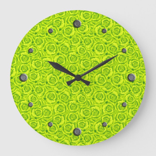 Green neon ,rose , green , bright , modern , elega large clock (Front)