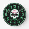 Green Neon Skull Custom Name Man Cave Clock