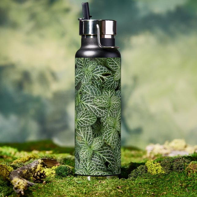Green Nerve Plant Leaves Floral Water Bottle (Outdoor)
