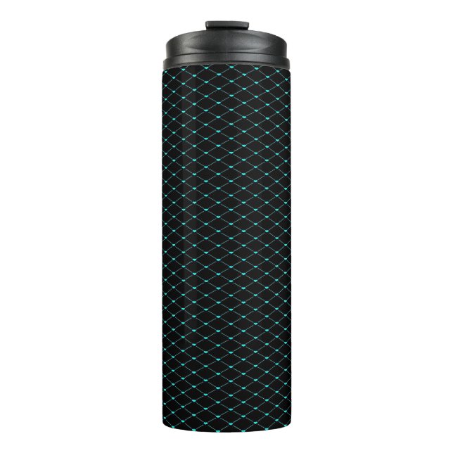 Green net mesh on black thermal tumbler (Front)