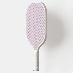 Green net mesh on pink pickleball paddle