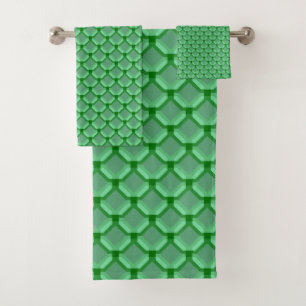 Green Net, Mesh, or Chainmail Like Pattern Bath Towel Set