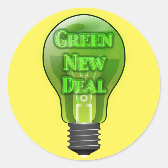 Green New Deal Light Bulb Classic Round Sticker (Front)