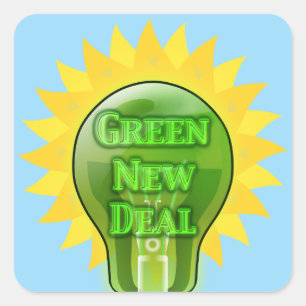 Green New Deal Light Bulb Square Sticker