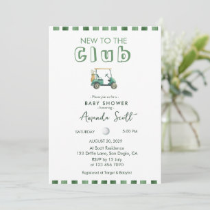 Green New to the Club Golf Cart Baby Shower   Invitation