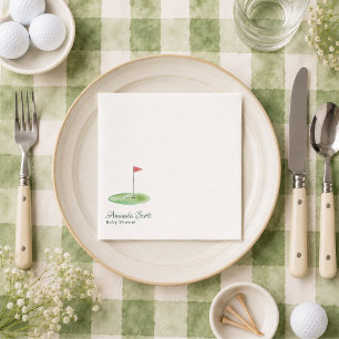 Green New to the Club Golf Theme Baby Shower Napkin