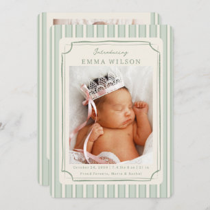 Green Newborn Photo Collage Baby Birth  Announcement