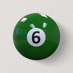 Green No. 6 Billiard Pool Ball 1 Inch Round Button
