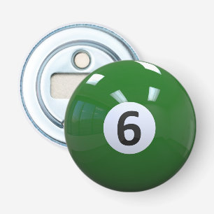 Green No. 6 Billiard Pool Ball Bottle Opener