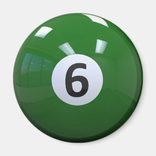 Green No. 6 Billiard Pool Ball Magnet