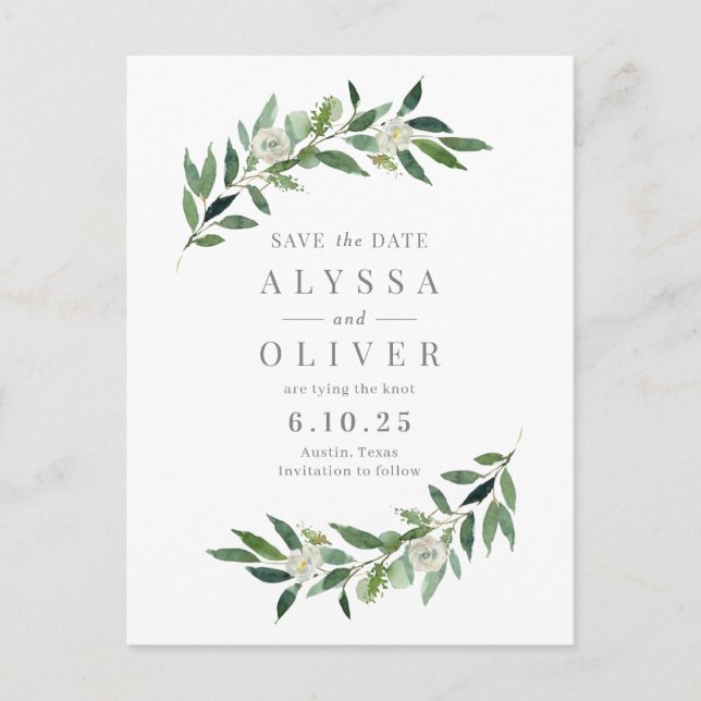 Green No Photo Enregistrer La Date Carte Postale (Devant)