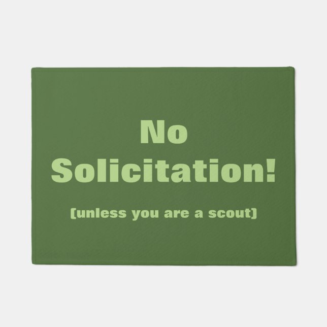 Green No Soliciting Door Mat (Front)