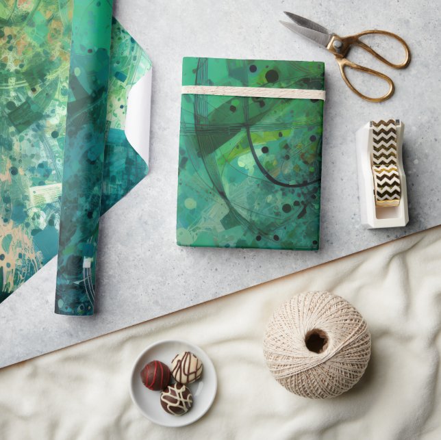 Green Noise Abstract Wrapping Paper (Crafts)