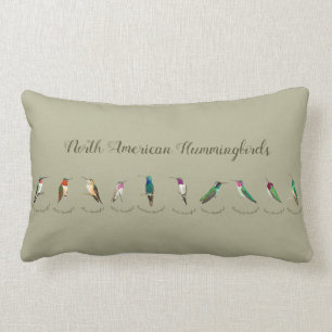 Green North American Hummingbirds Lumbar Pillow