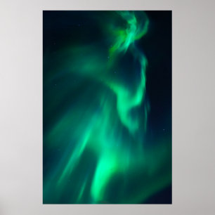 Green northern lights poster