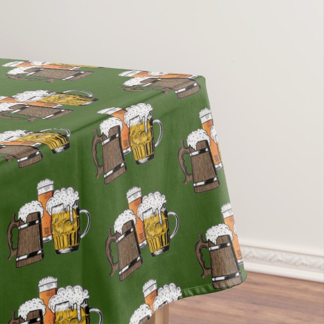 Green | Novelty Three Cheers | Beers Tablecloth (In Situ)