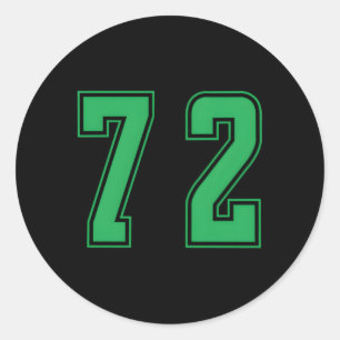Green Number 72 Team Junior Sports Numbered Unifor Classic Round Sticker
