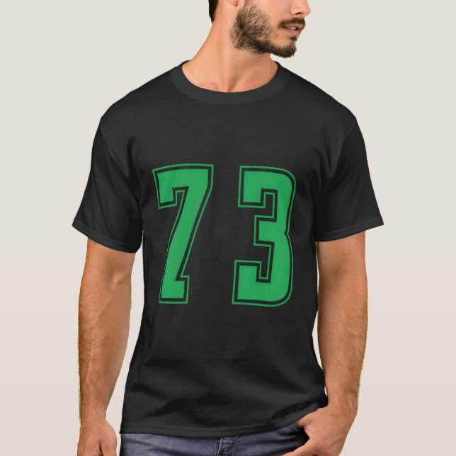 Green Number 73 Team Junior Sports Numbered Unifor T-Shirt (Front)