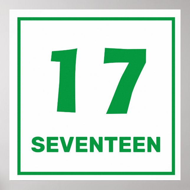Green number seventeen Poster (Front)