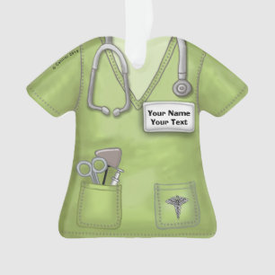 Green Nurse medical scrubs ornament
