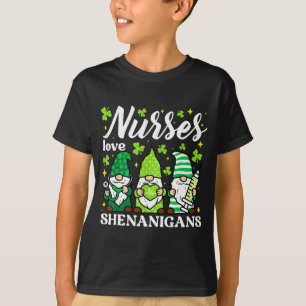Green nurse st patricks day scrub top gnome rn icu
