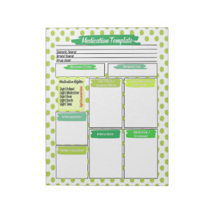 Green Nurse Student Medication Template Notepad