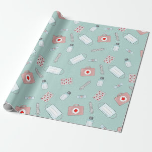 Green Nurse Symbols Gift Wrapping Paper