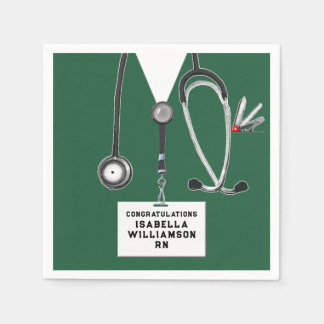 Green Nursing School Graduation Napkin