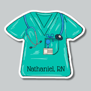 Green Nursing Scrub Top Monogram Waterproof 