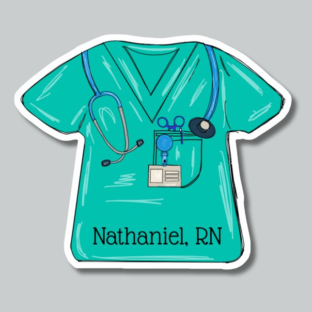 Green Nursing Scrub Top Monogram Waterproof  (Creator Uploaded)