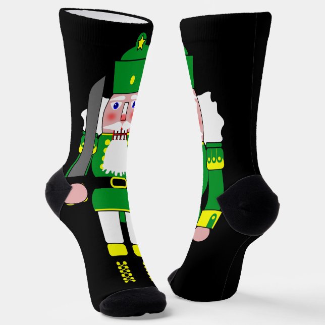 Green Nutcracker Christmas Socks (Angled)