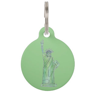 Green NYC New York Lady Statue of Liberty Dog Tag