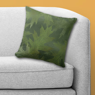 Green Oak Leaf Throw Pillow