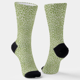 Green Oak Leaves Botanical Morris Pattern Vintage Socks