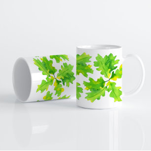 Green Oak Leaves Coffee Mug