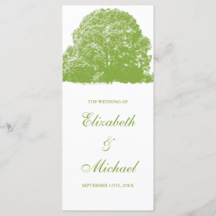 Green Oak Tree Fall Wedding Program