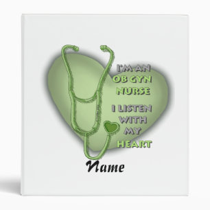 Green ObGyn Nurse Heart  binder