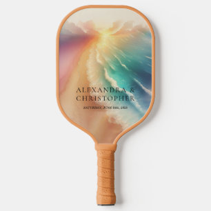 Green Ocean Beach Watercolor dual Pickleball Paddle