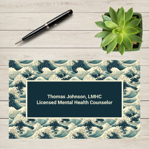 Green Ocean Waves Psychotherapist Counsellor Heale Business Card