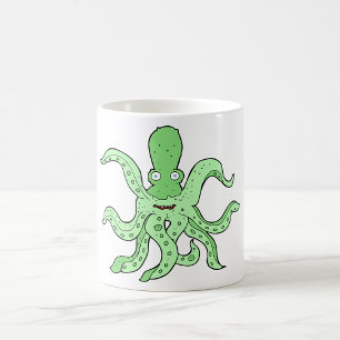 Green Octopus Character Quirky Sea Monster Coffee Mug